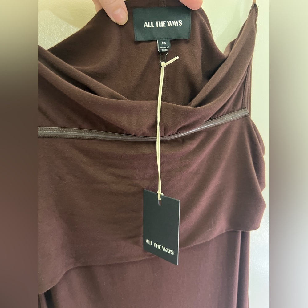 All The Ways NWT Chocolate Brown Off Shoulder Maxi spring wedding guest dress - Picture 12 of 14